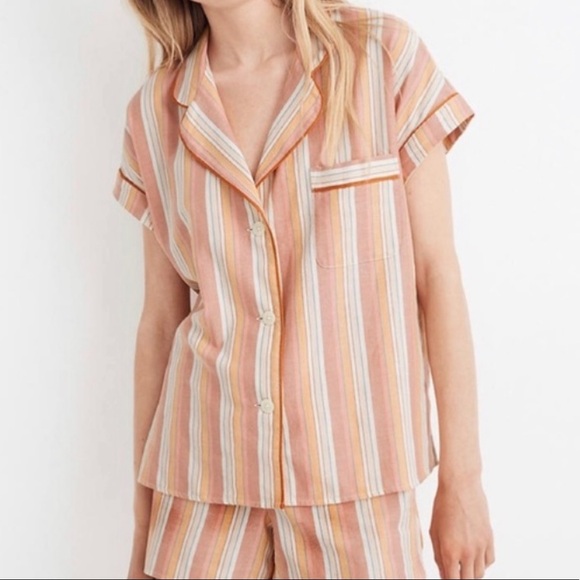 Madewell Bedtime Pajama Top in Rainbow Stripe S - Picture 6 of 7